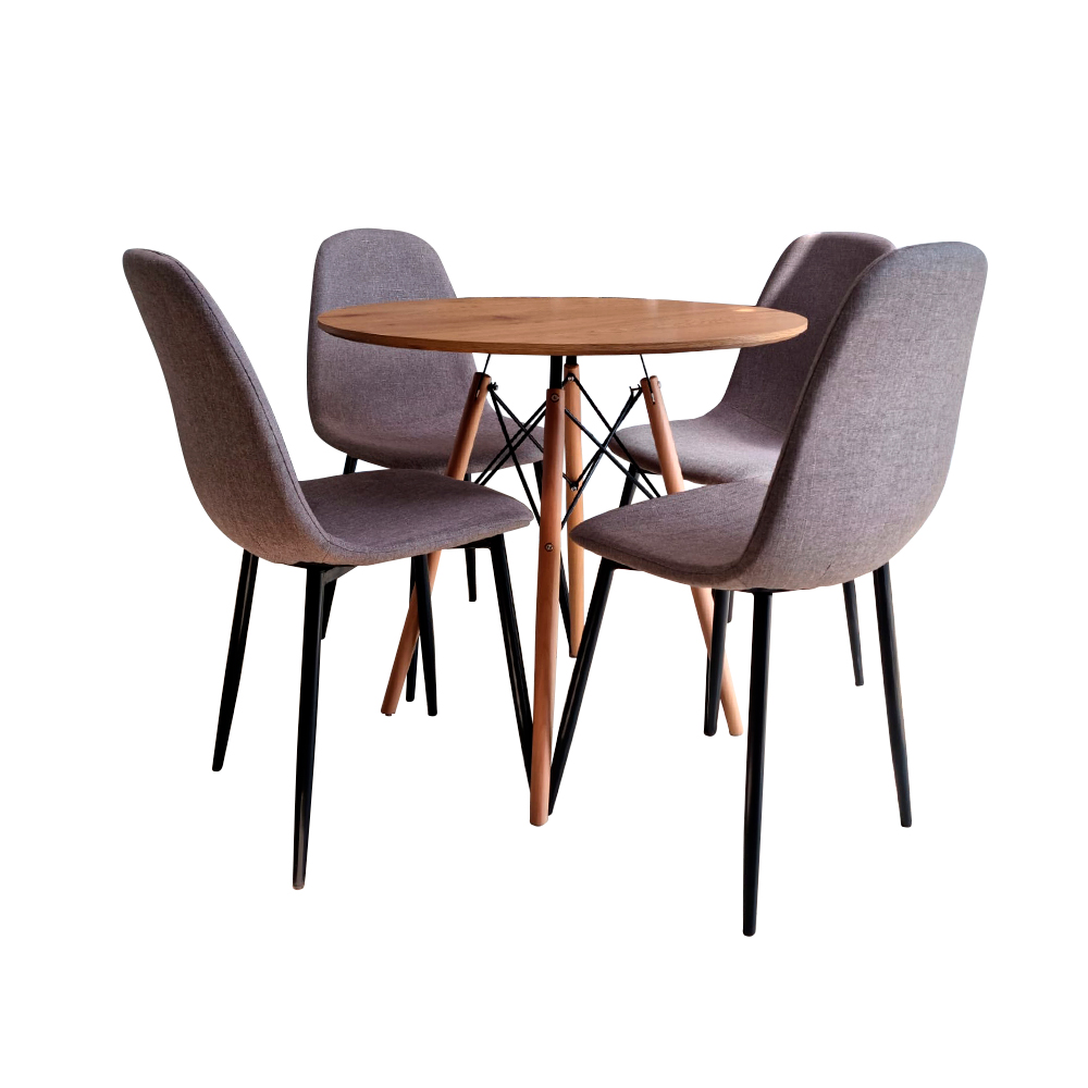 Mesa Comedor Redonda Oslo Madera con 4 sillas 