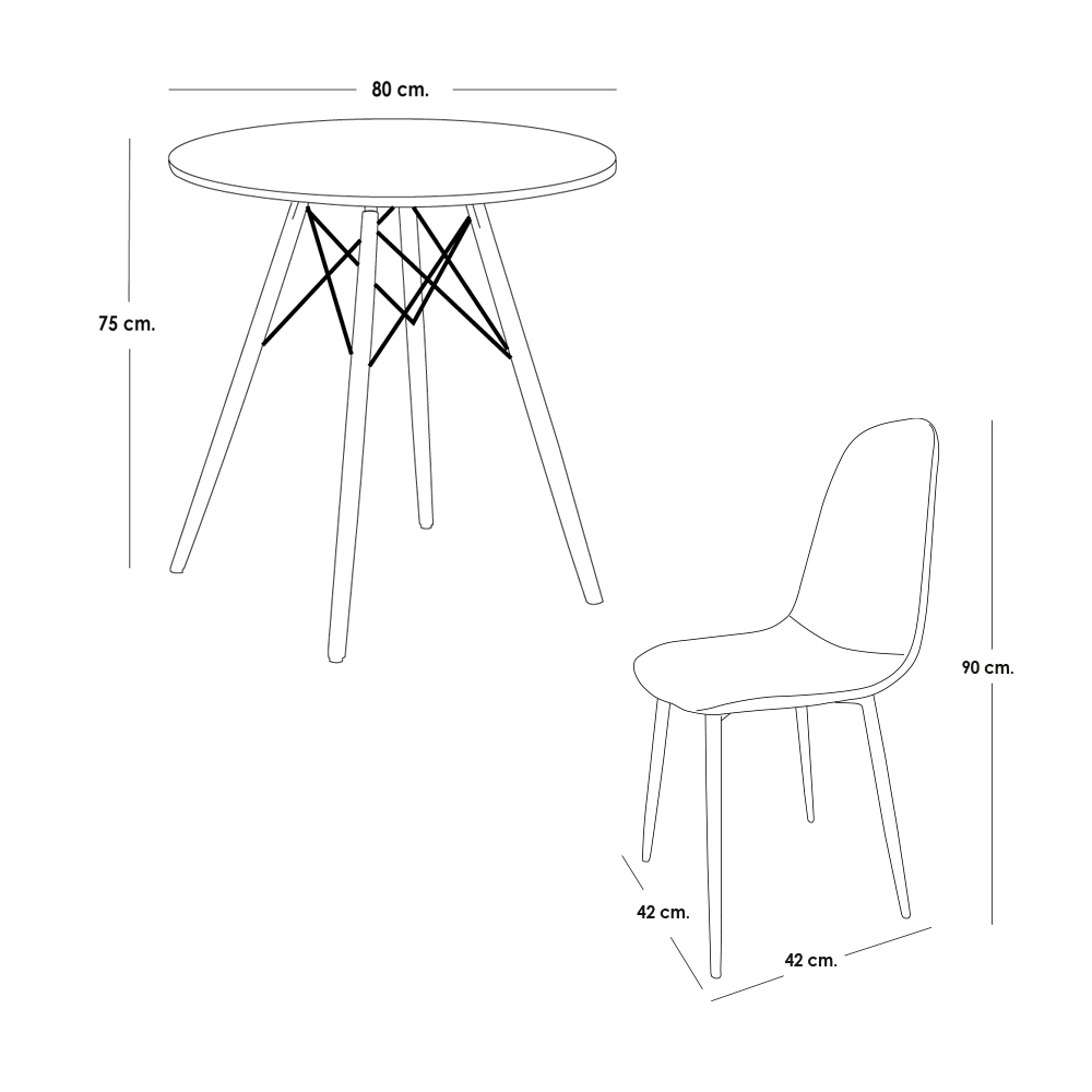 Mesa Comedor Redonda Oslo Madera con 4 sillas 
