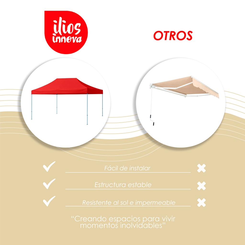 Toldo Plegable 2x3 Rojo