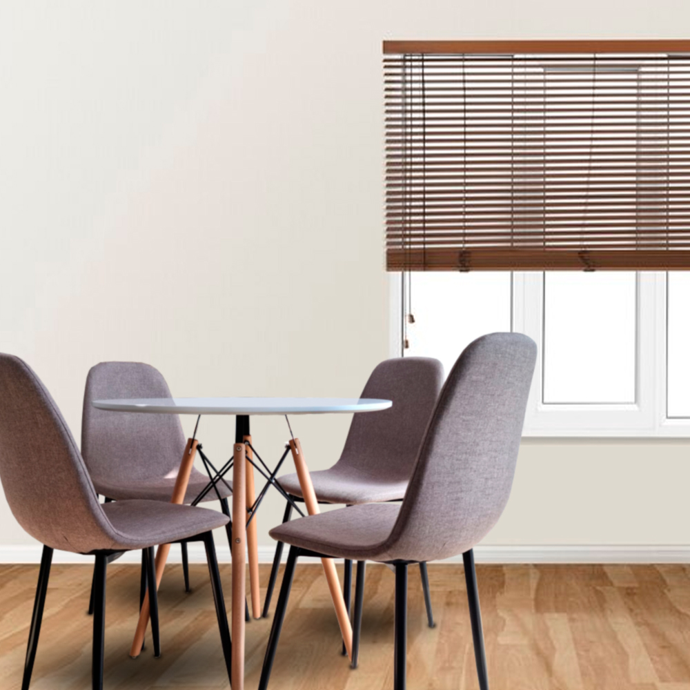 Mesa Comedor Redonda Oslo blanca con 4 sillas