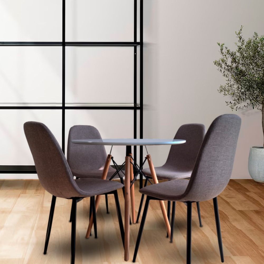 Mesa Comedor Redonda Oslo blanca con 4 sillas