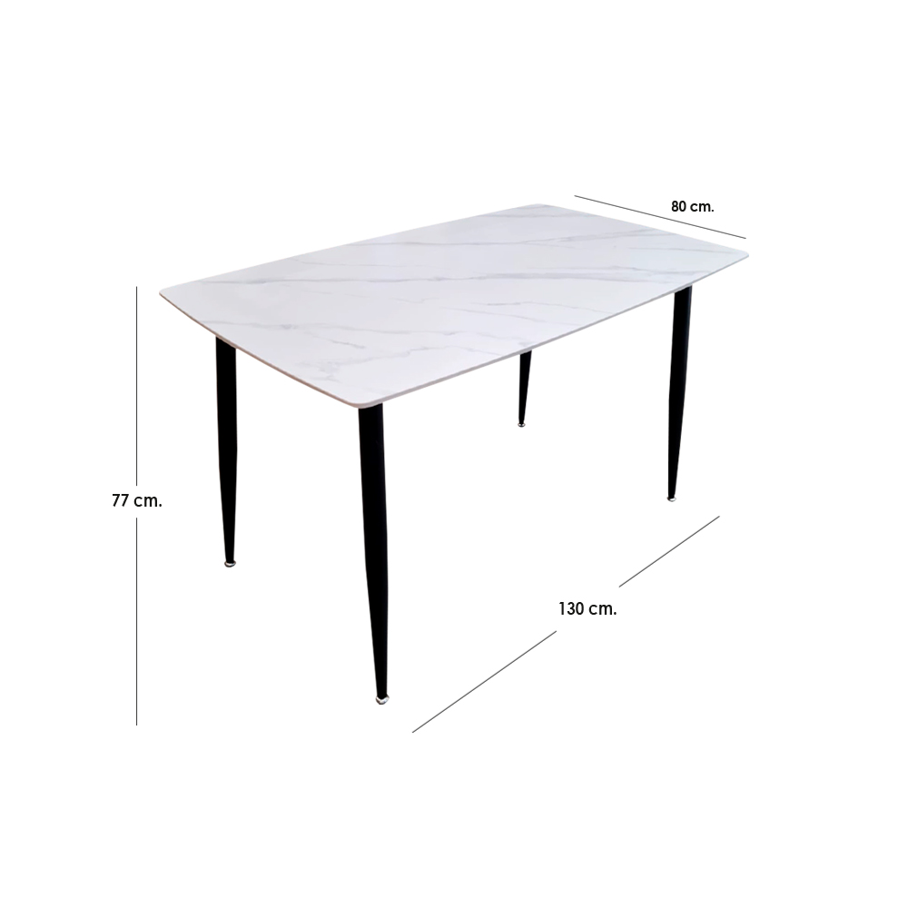 Mesa Comedor de Marmol Blanco con Negro