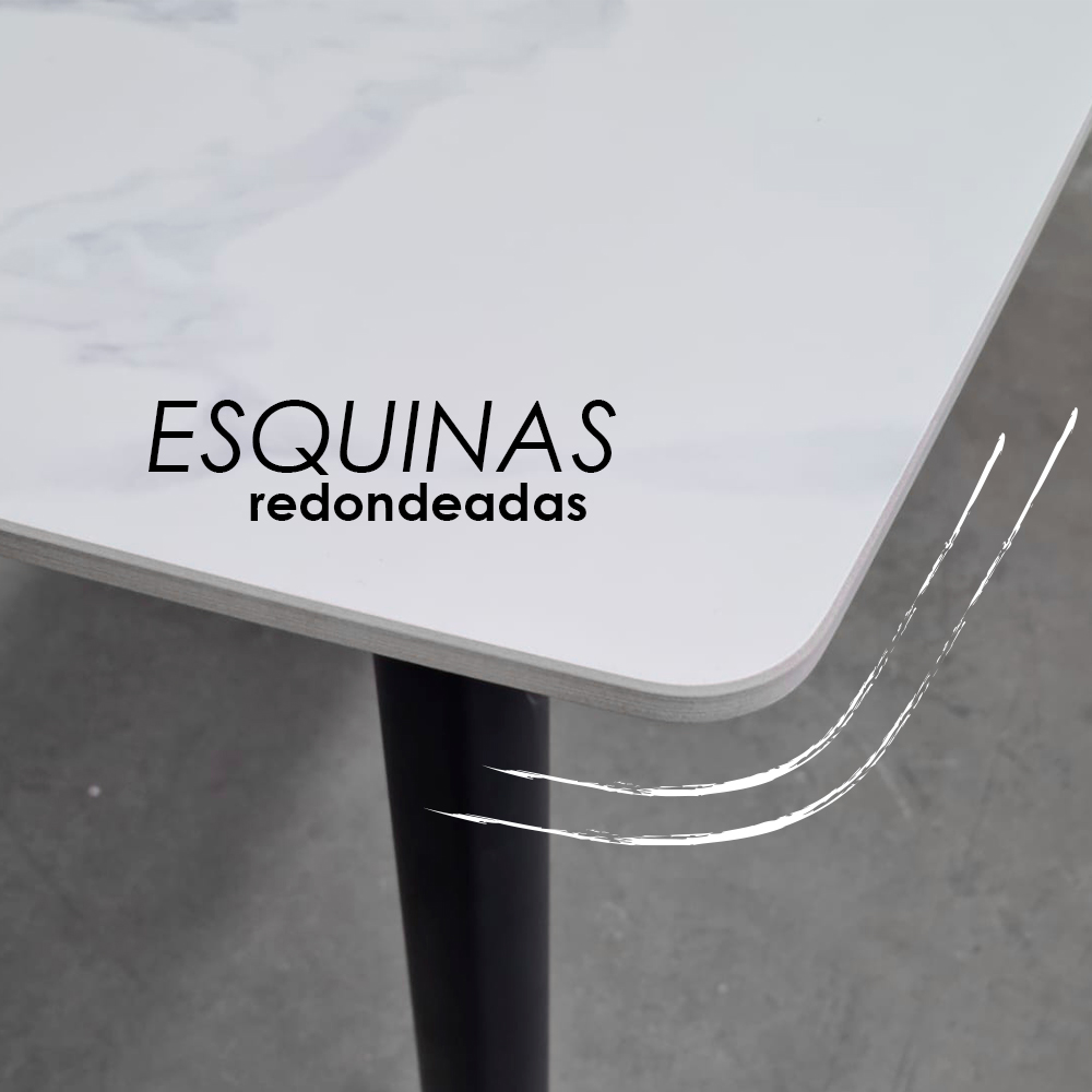 Mesa Comedor de Marmol Blanco con Negro