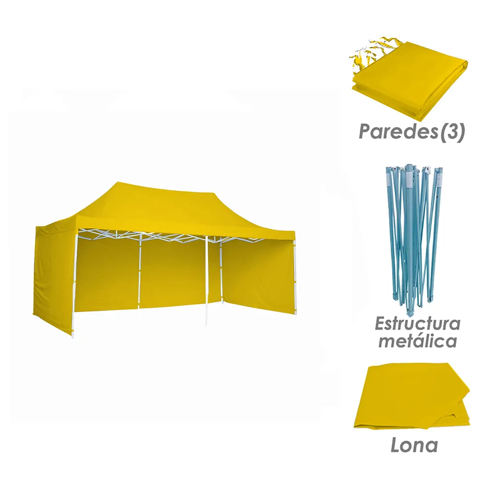 Toldo Plegable 3x4.5 con Paredes Amarillo.webp