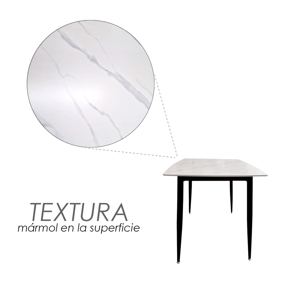 Mesa Comedor de Marmol Blanco con Negro