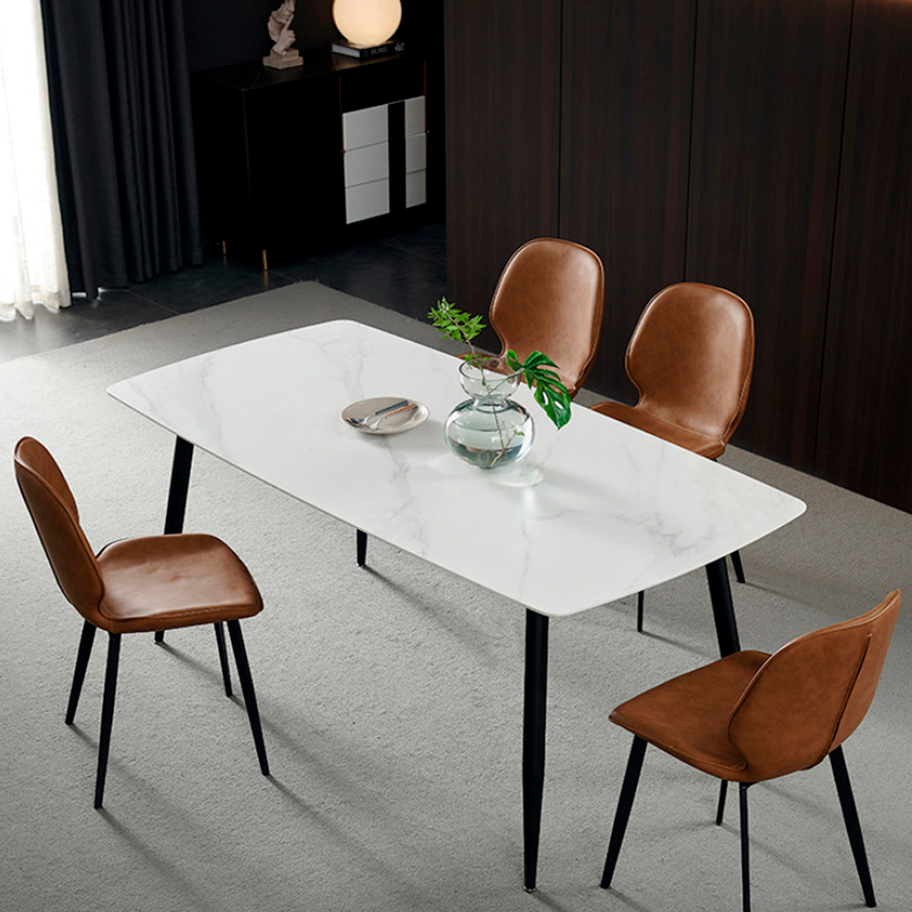 Mesa Comedor de Marmol Blanco con Negro