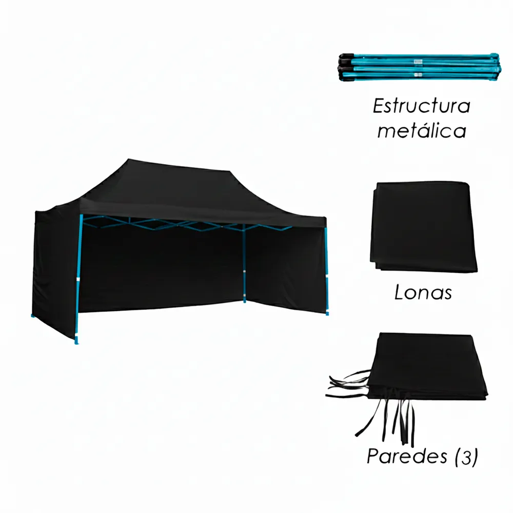 Toldo Plegable 3x4.5 con Paredes Negro.webp