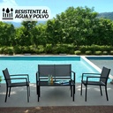 Sala de Jardin de 4 Pzs de tela con marco de acero Negro