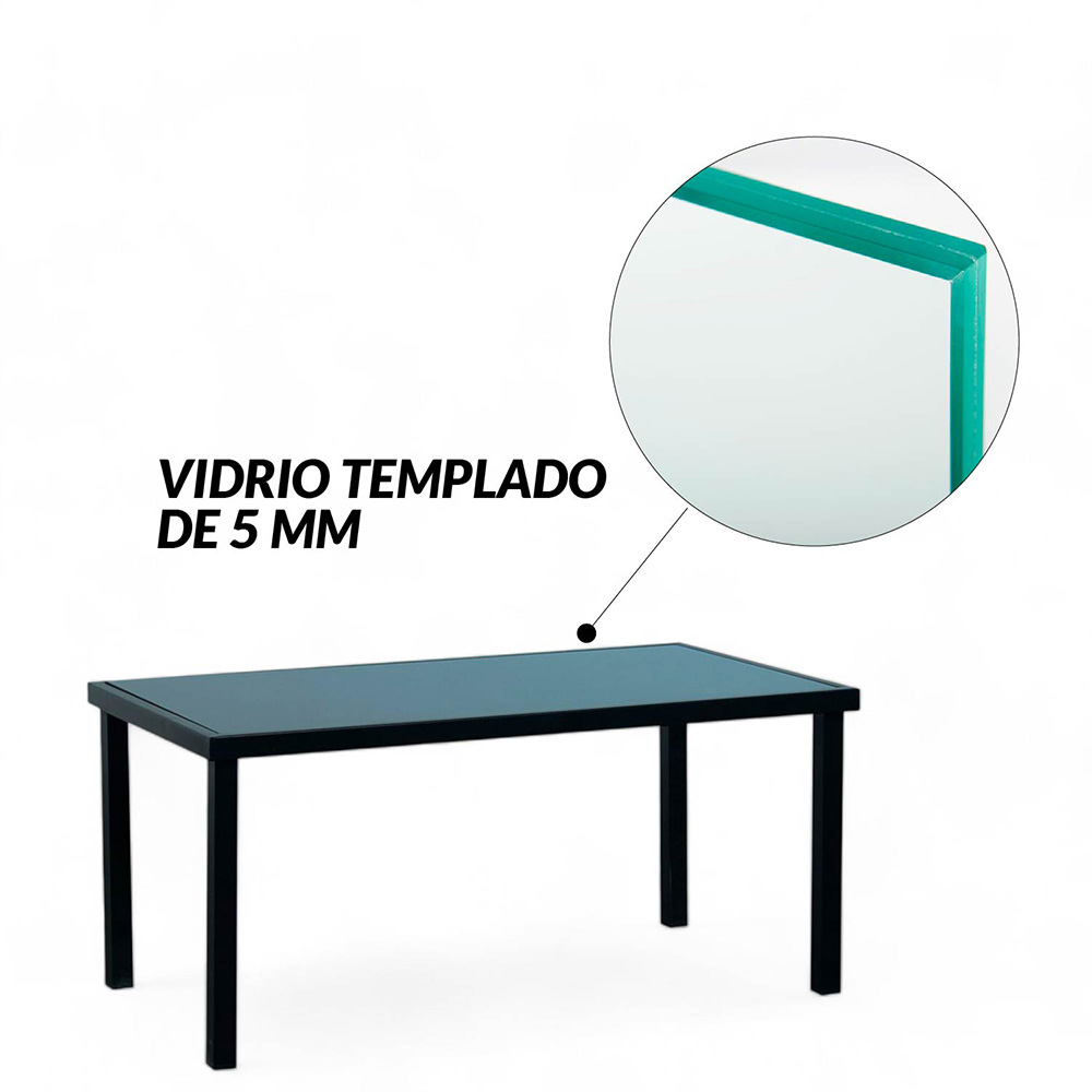 Sala de Jardin de 4 Pzs de tela con marco de acero Negro