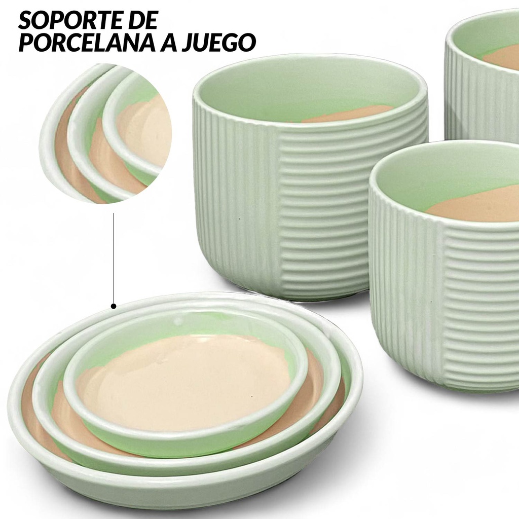 Juego de macetero 3 piezas JT250 Verde