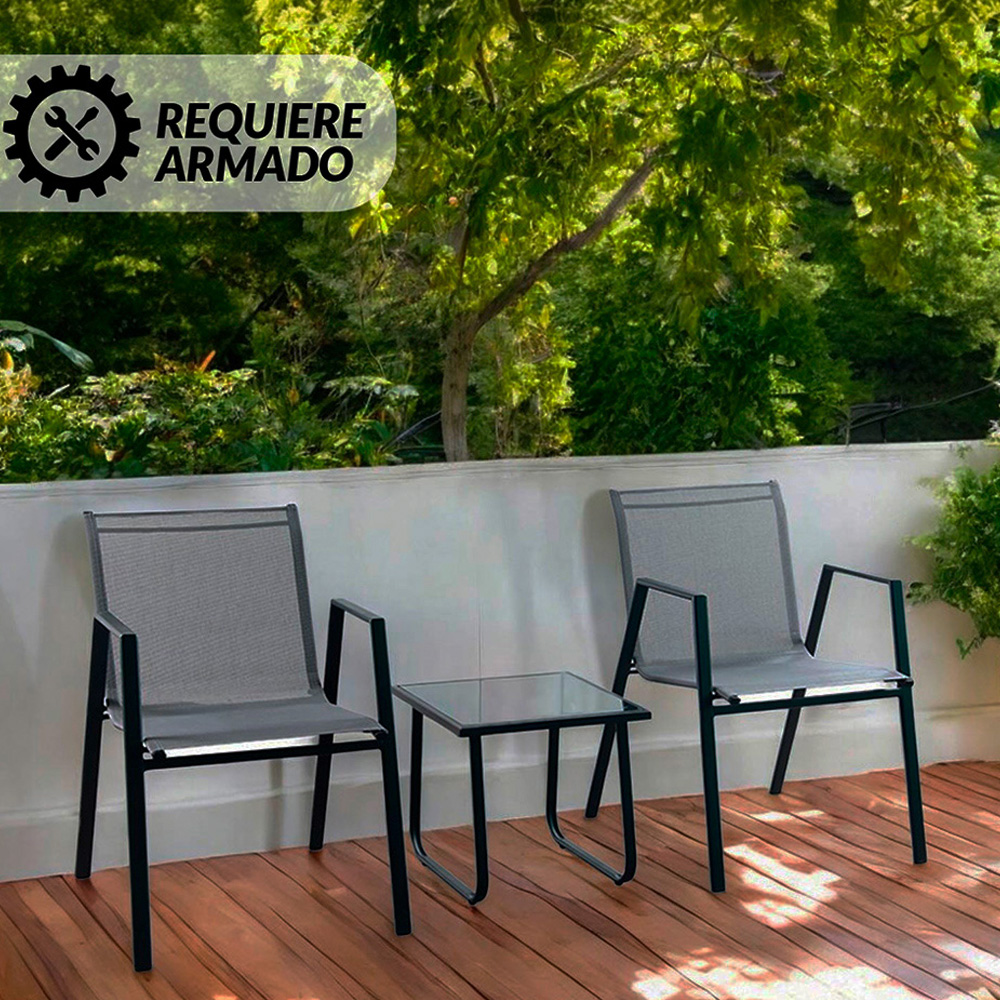 Sala de jardín de 3 Pzs Gris