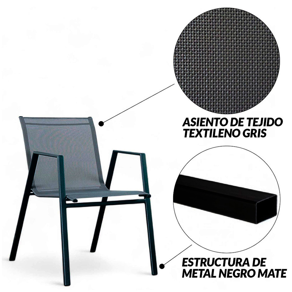 Sala de jardín de 3 Pzs Gris