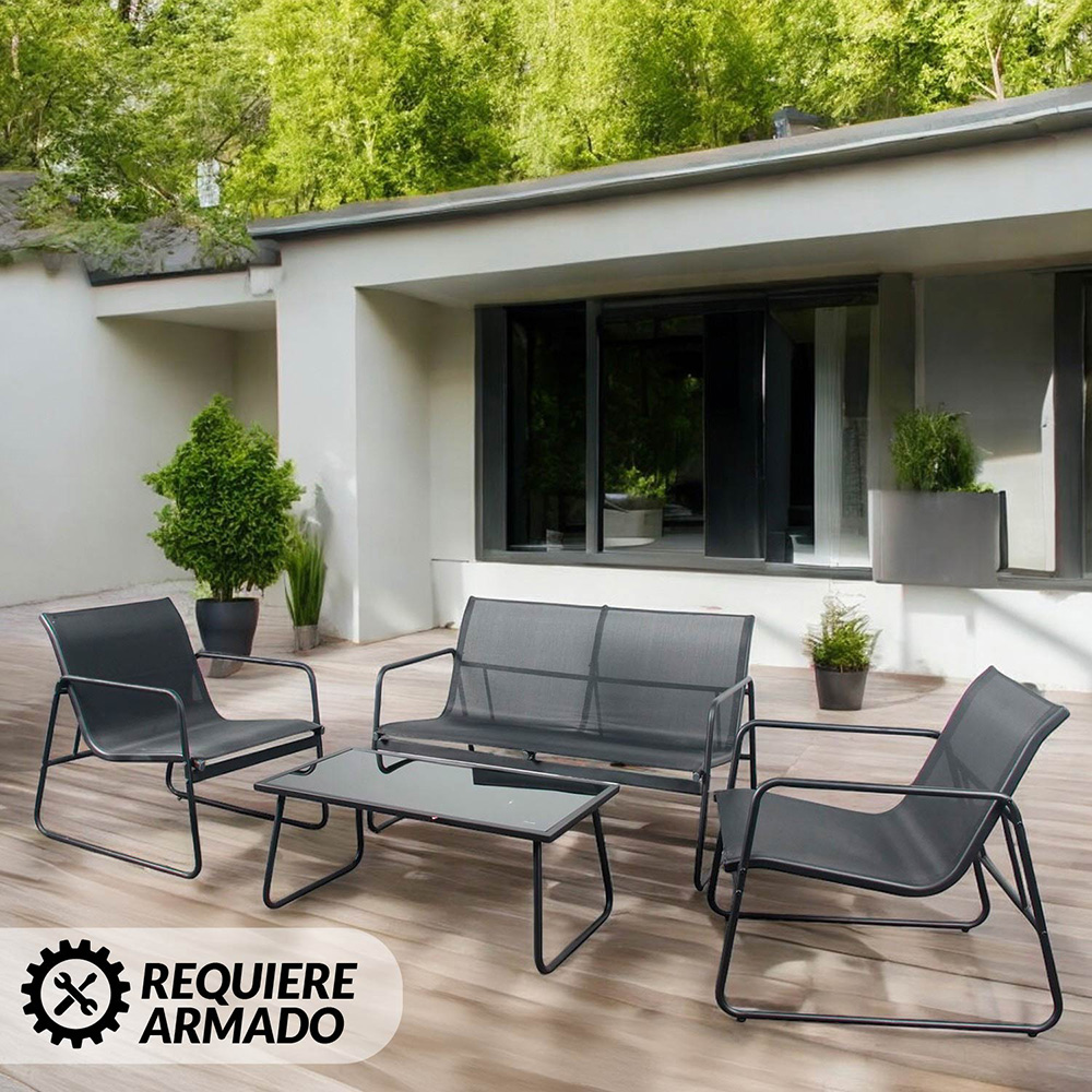 Sala de jardin de 4 Pzs Negro