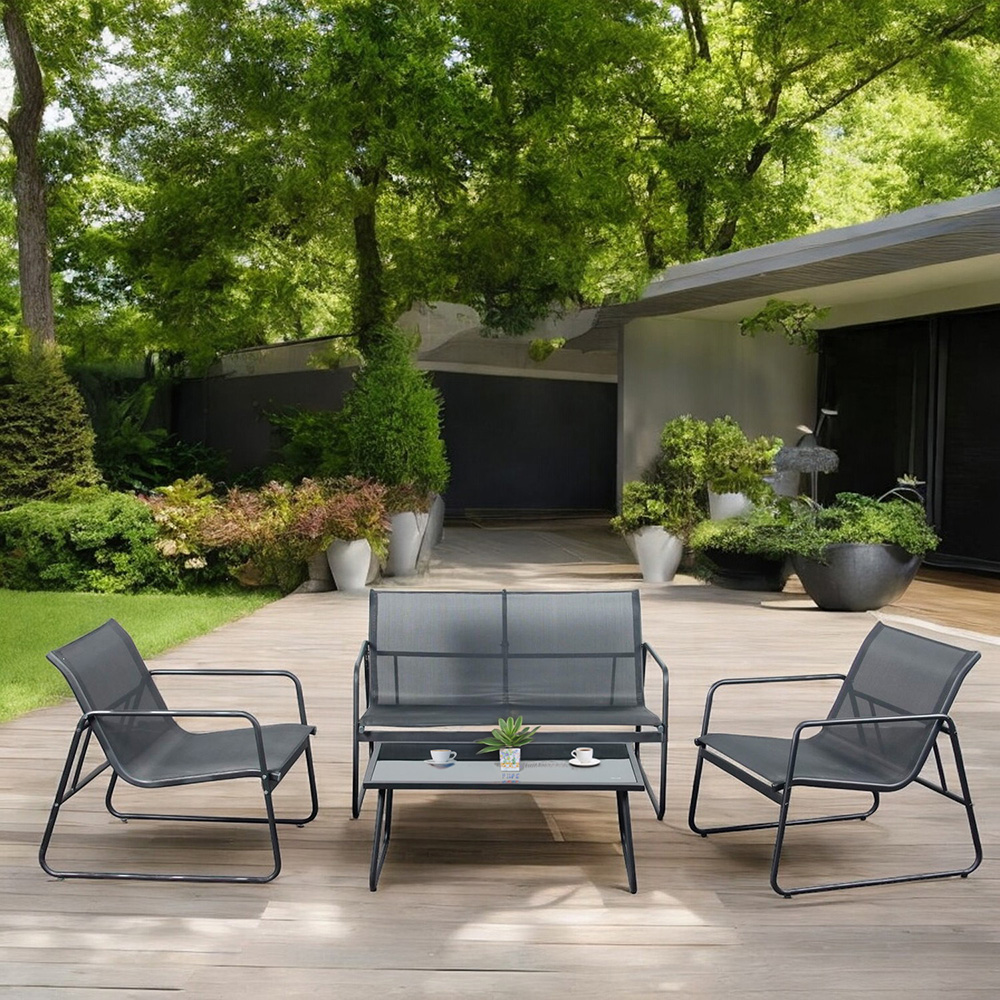 Sala de jardin de 4 Pzs Negro