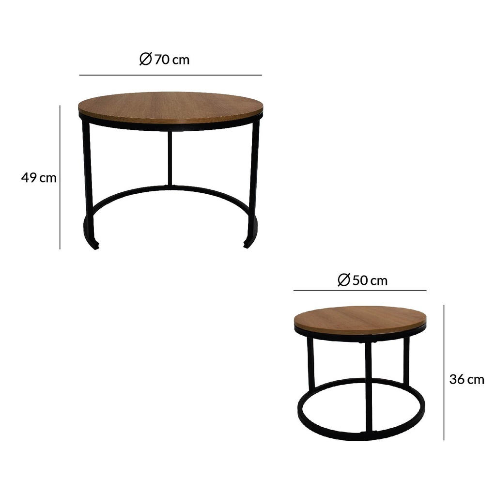 Juego de Mesa de Centro Redondas Café