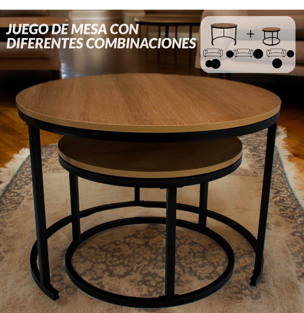 Juego de Mesa de Centro Redondas Café
