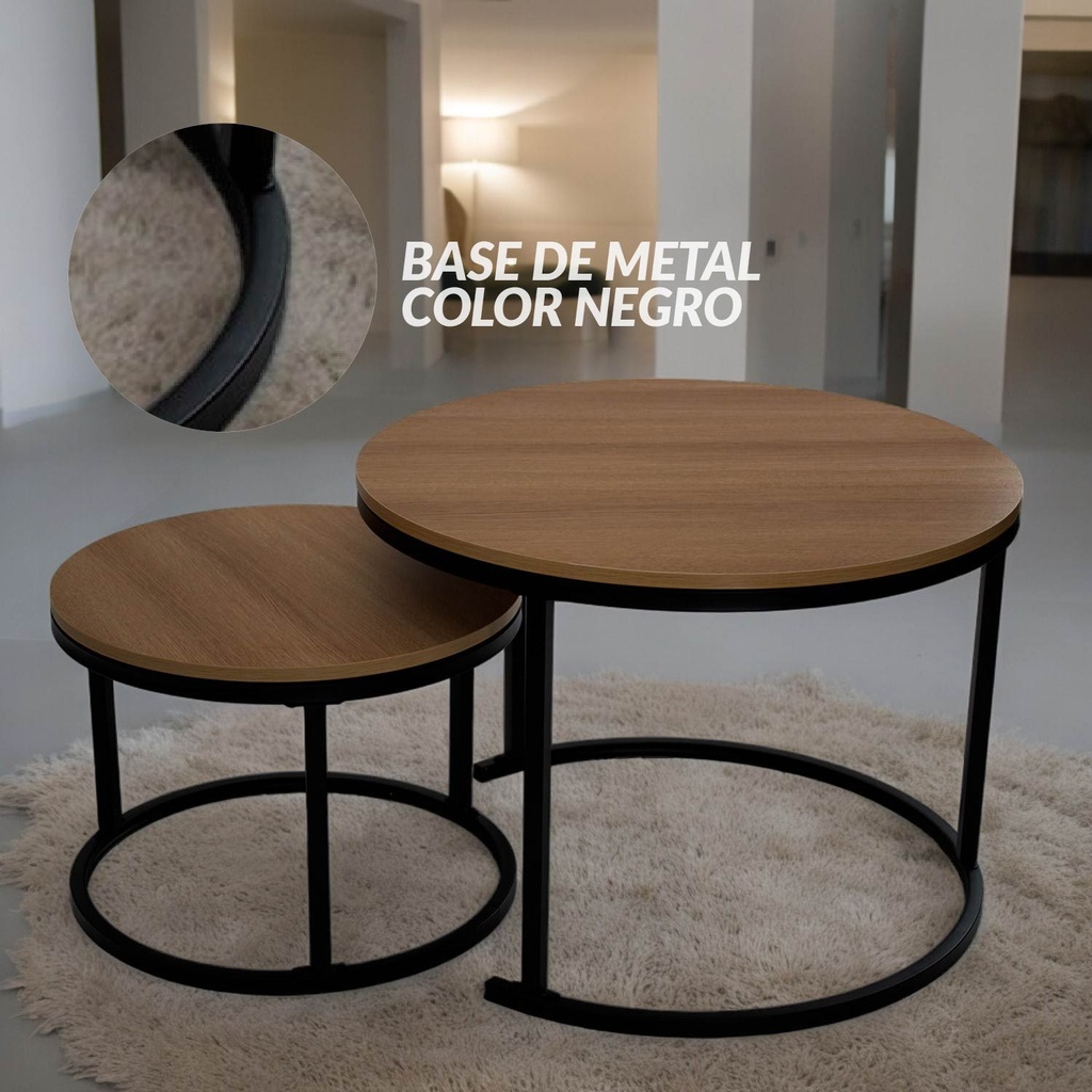 Juego de Mesa de Centro Redondas Café