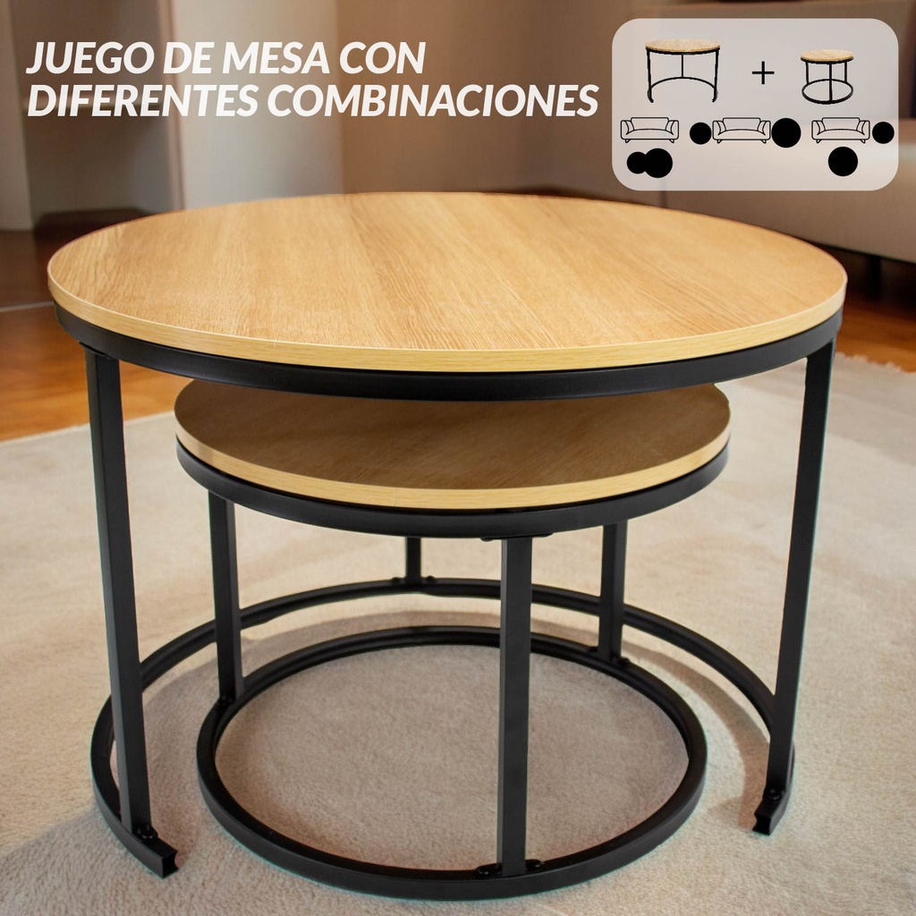 Juego de Mesa de Centro Redondas Maple