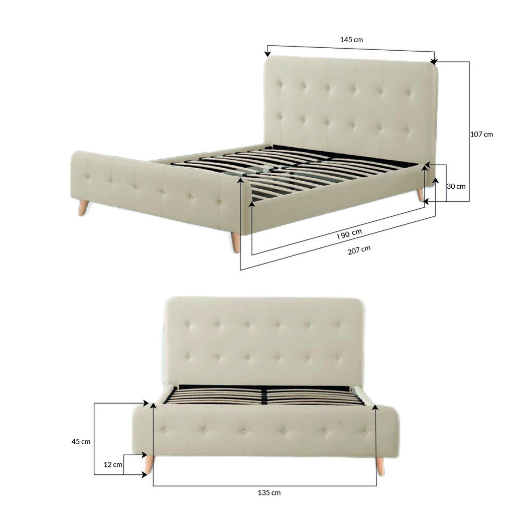 Base Con Cabecera Cama-014 de Madera Matrimonial