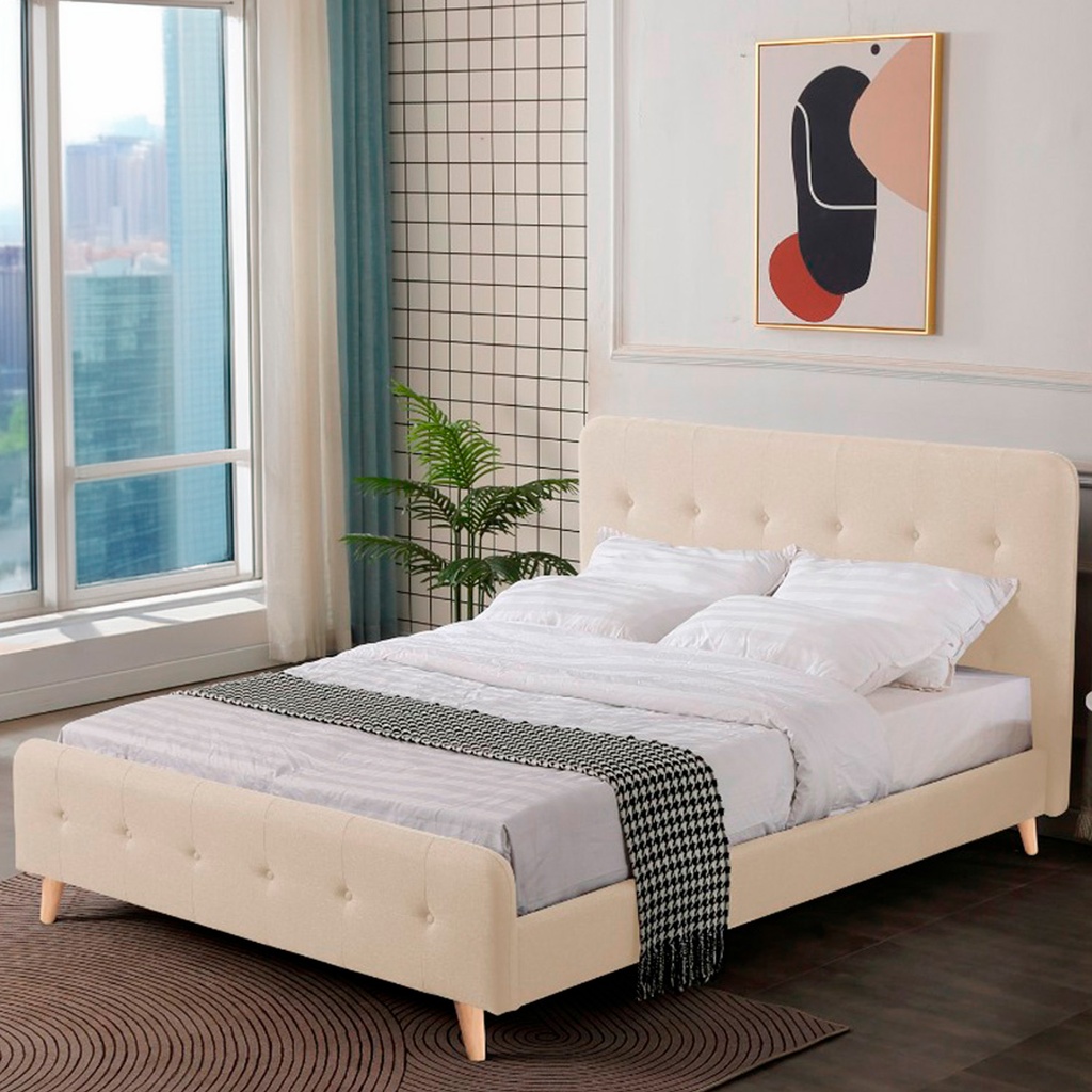 Base Con Cabecera Cama-014 de Madera Matrimonial