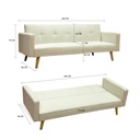 Sofa Cama 3 Plazas con antebrazos Beige