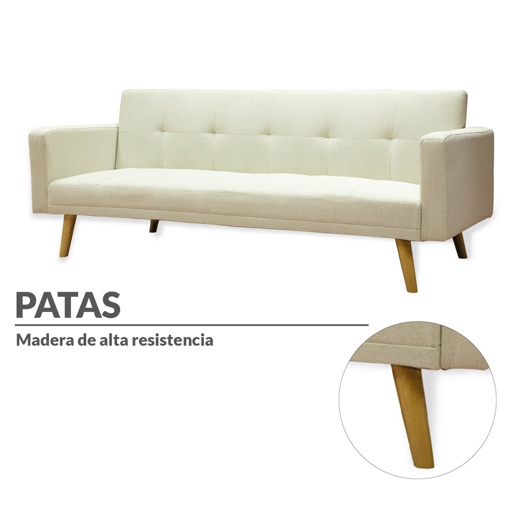 Sofa Cama 3 Plazas con antebrazos Beige
