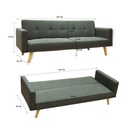Sofa Cama 3 Plazas con antebrazos Gris