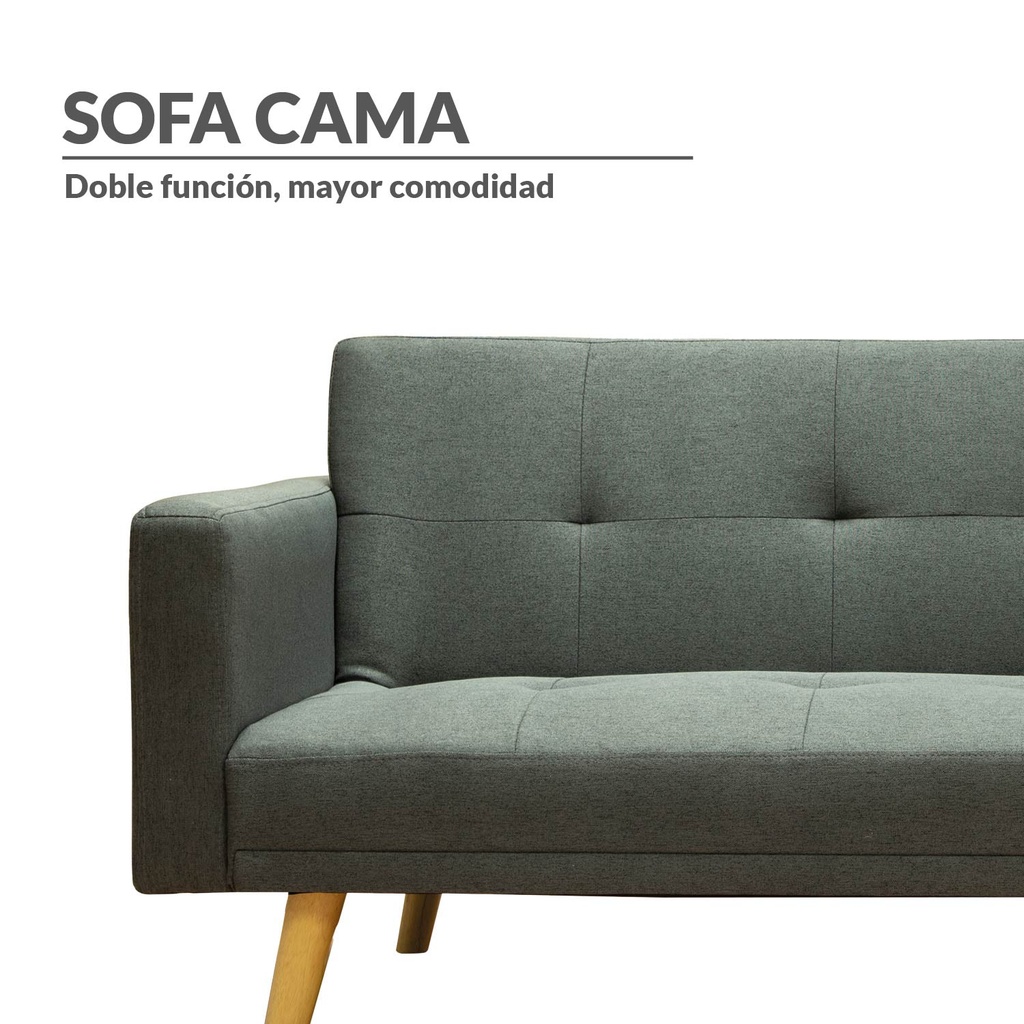 Sofa Cama 3 Plazas con antebrazos Gris