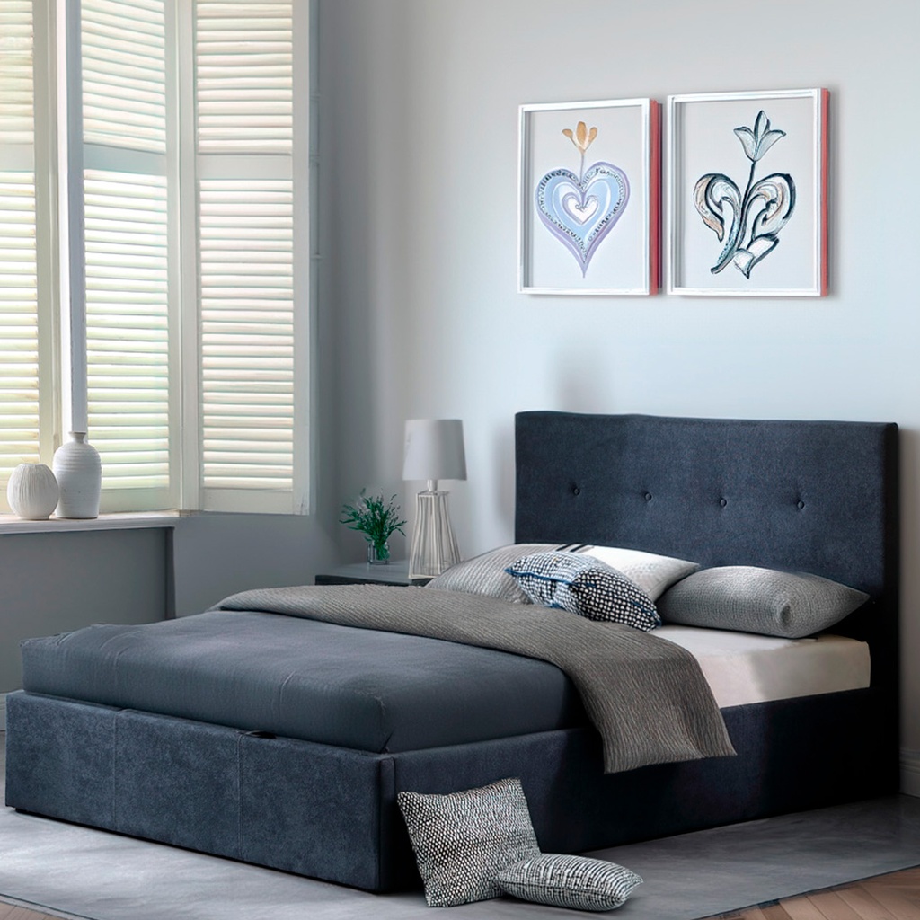 Base Con Cabecera Cama-9550 de Madera King