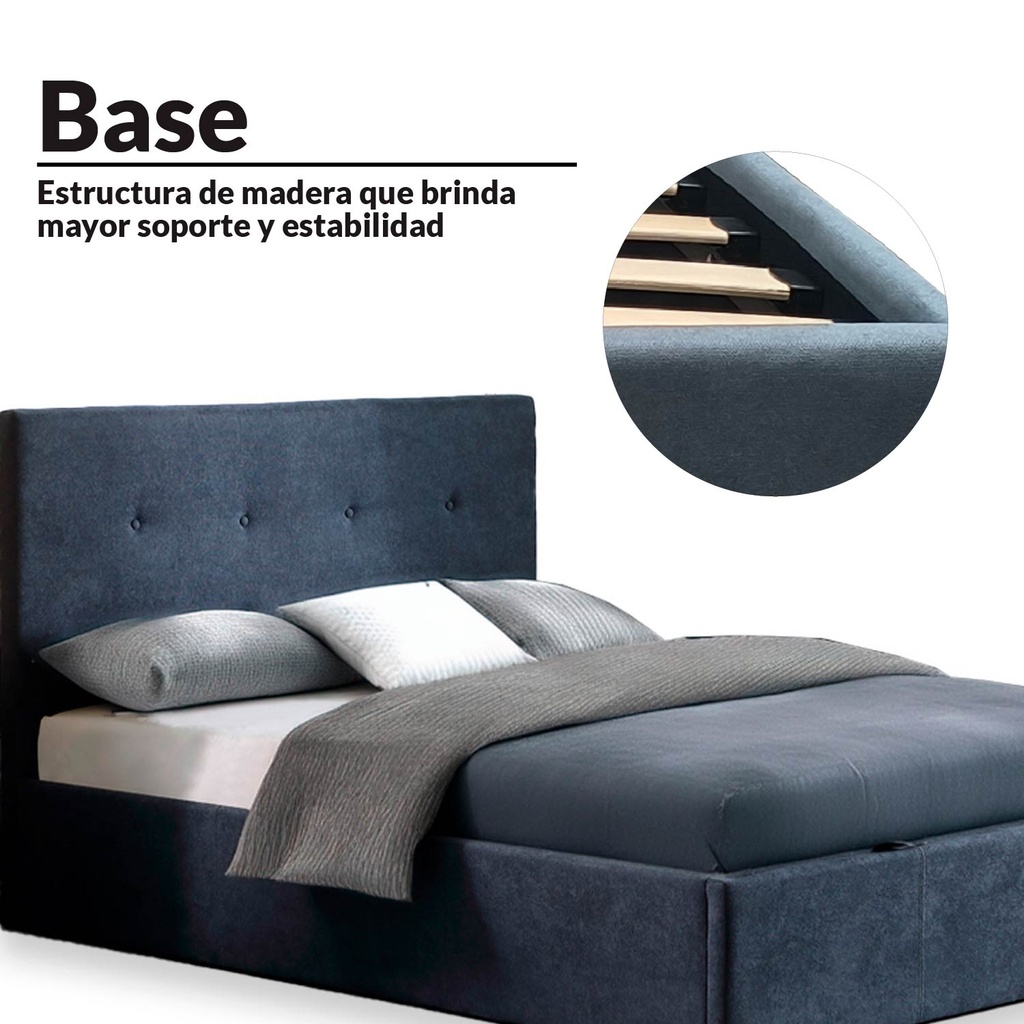 Base Con Cabecera Cama-9550 de Madera King