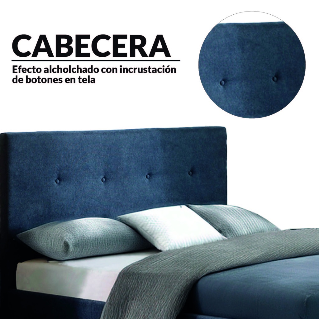 Base Con Cabecera Cama-9550 de Madera King
