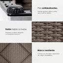 Juego de sala esquinera para jardín de mimbre exteriores para 6 Azul Marino