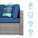 Juego de sala esquinera para jardín de mimbre exteriores para 6 Azul Marino