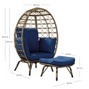 Silla Exterior de Mimbre Individual Ilios Innova Azul Marino
