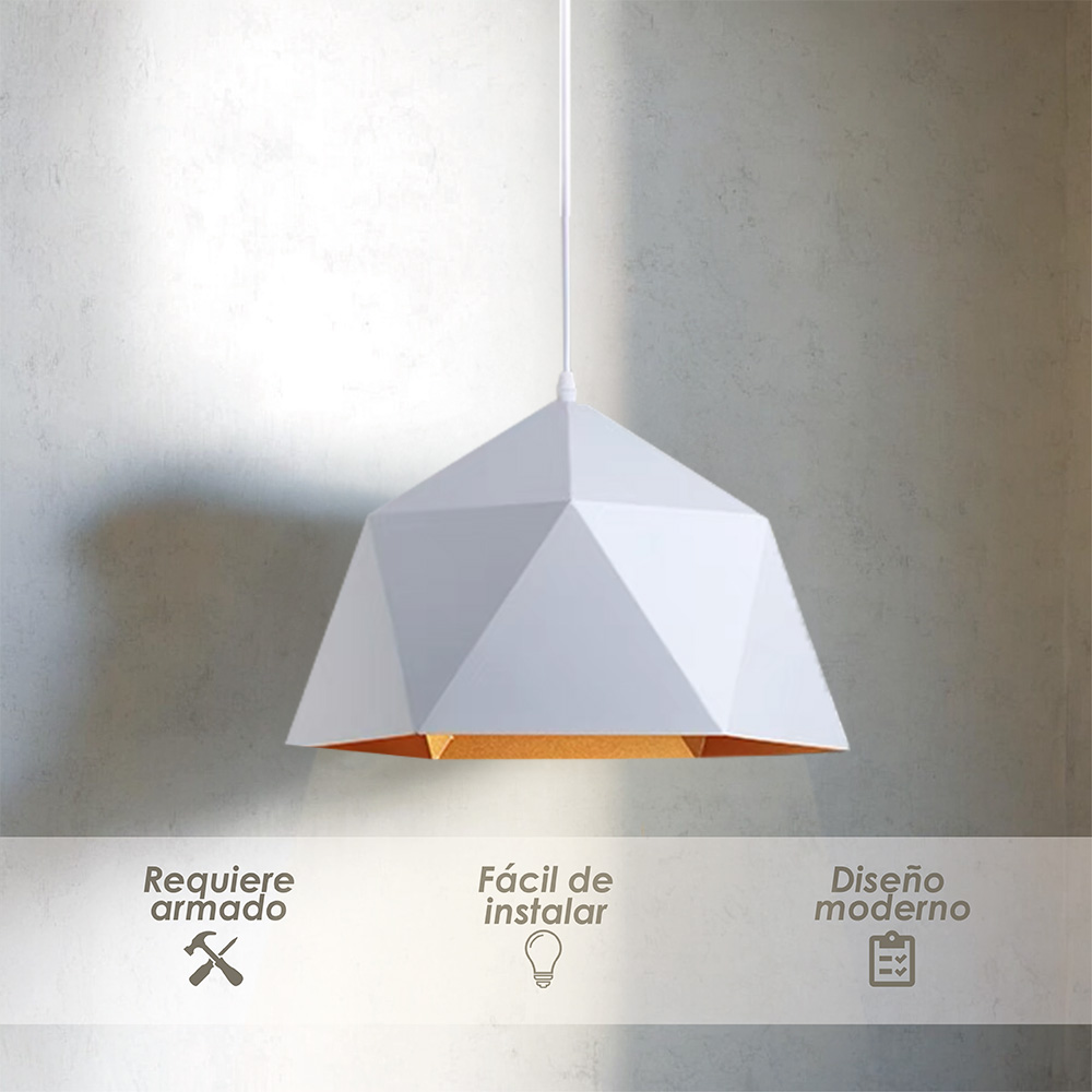 Lámpara colgante 39 cm blanco con dorado 139A