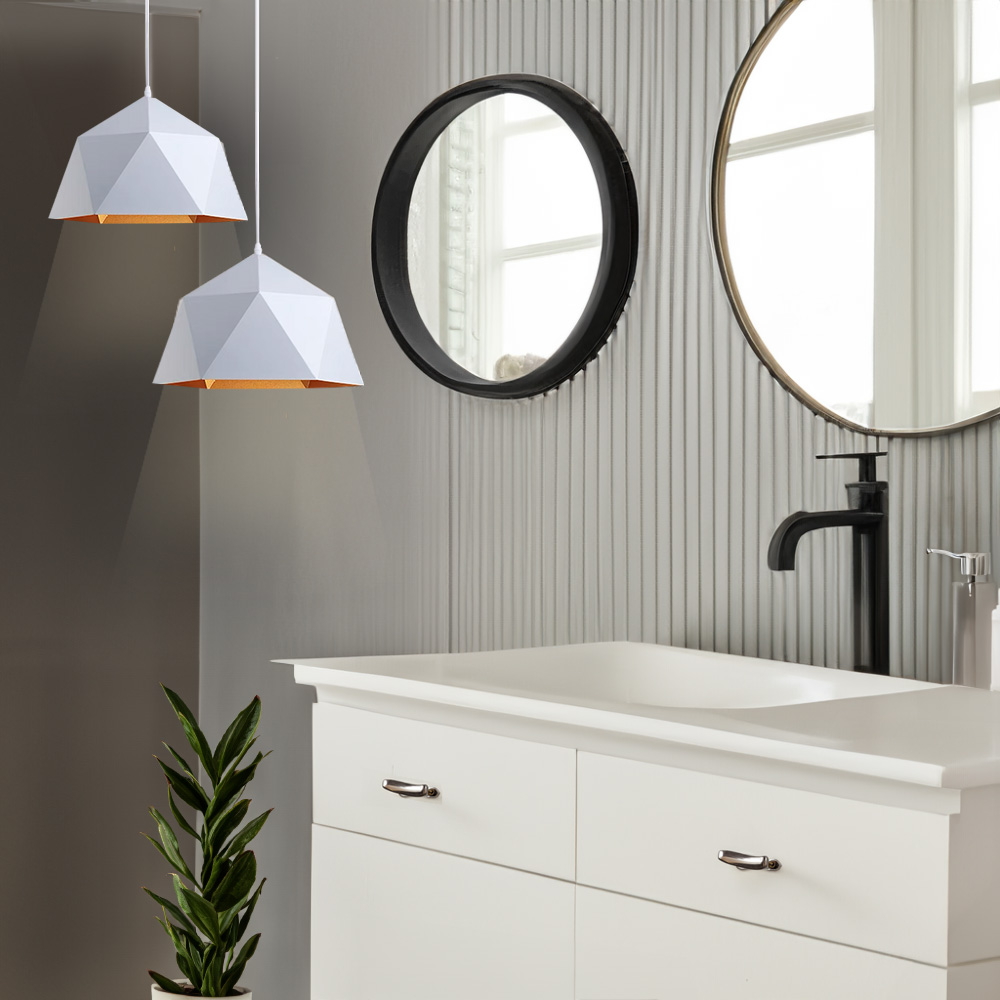 Lámpara colgante 39 cm blanco con dorado 139A