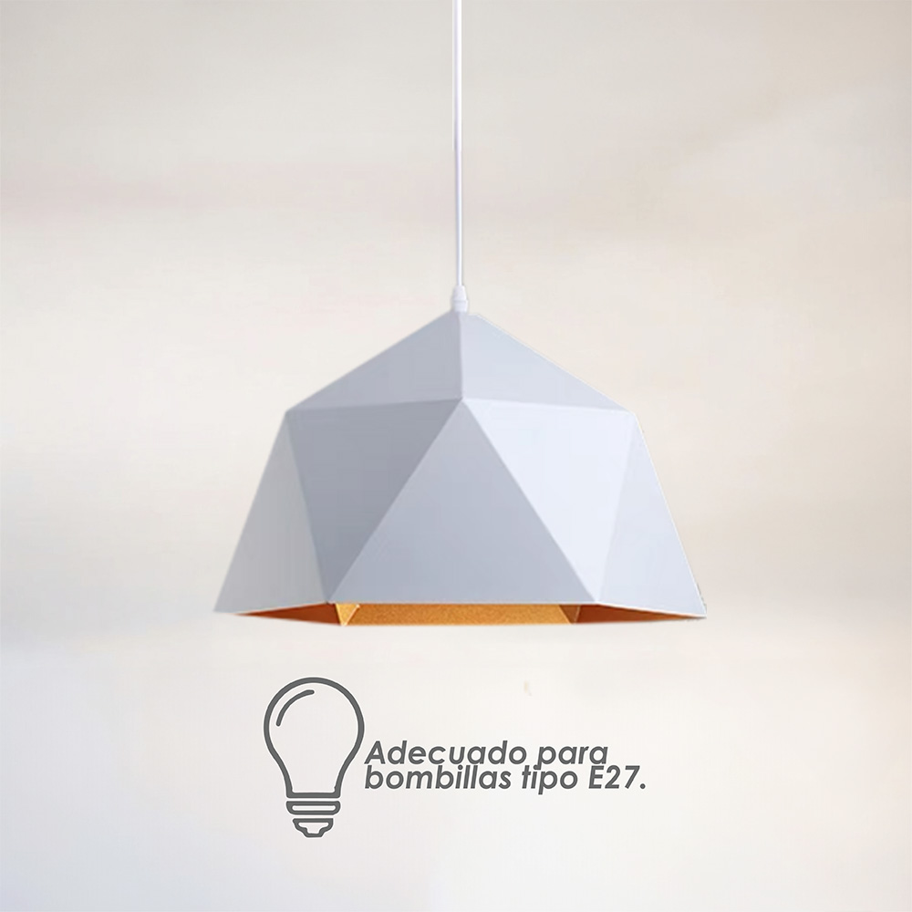 Lámpara colgante 39 cm blanco con dorado 139A