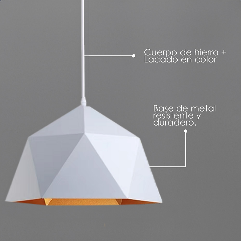 Lámpara colgante 39 cm blanco con dorado 139A