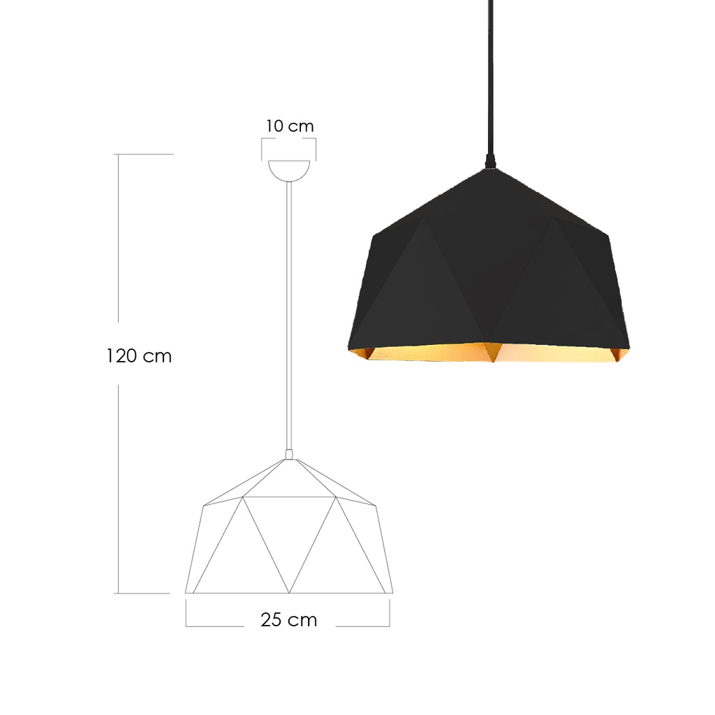 Lámpara colgante 39 cm negro con dorado 139A