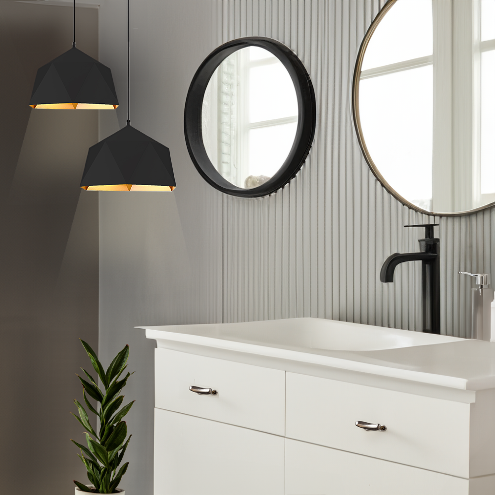 Lámpara colgante 39 cm negro con dorado 139A