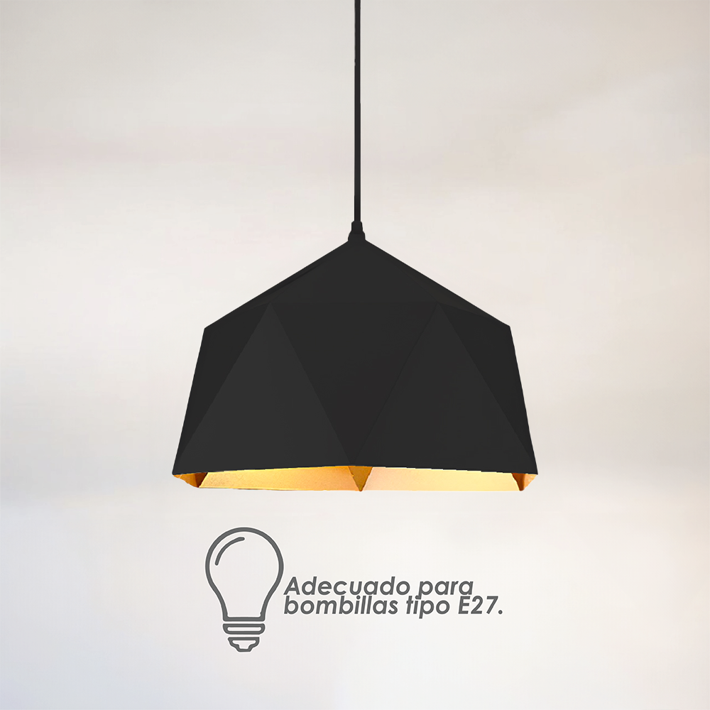 Lámpara colgante 39 cm negro con dorado 139A