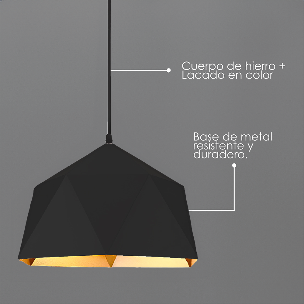 Lámpara colgante 39 cm negro con dorado 139A