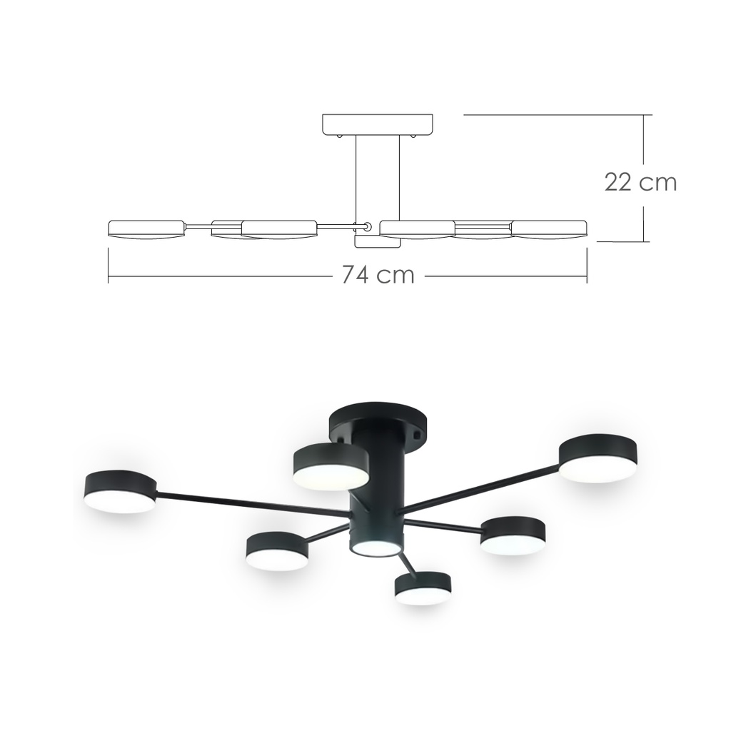 Lámpara colgante 2260 6 1 Negro