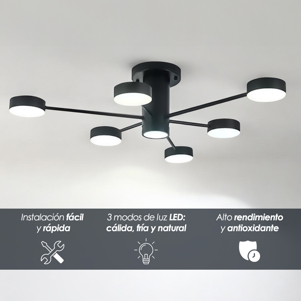 Lámpara colgante 2260 6 1 Negro
