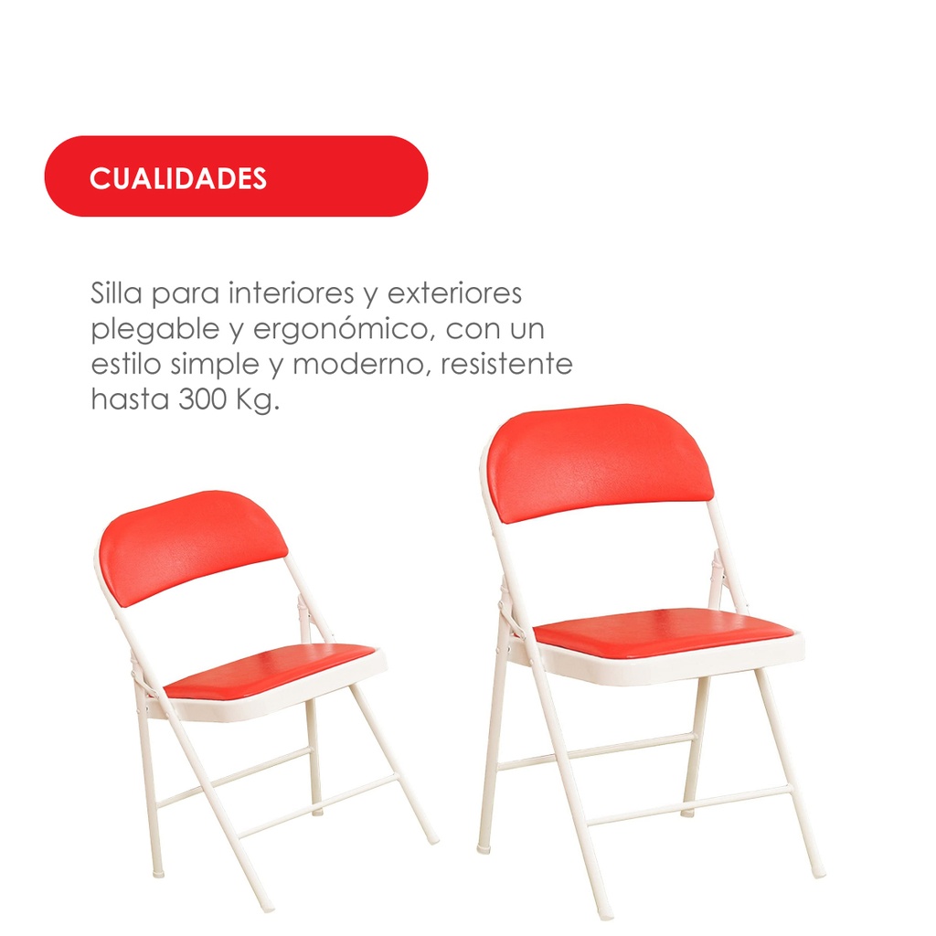 4 Sillas Plegables Rojas