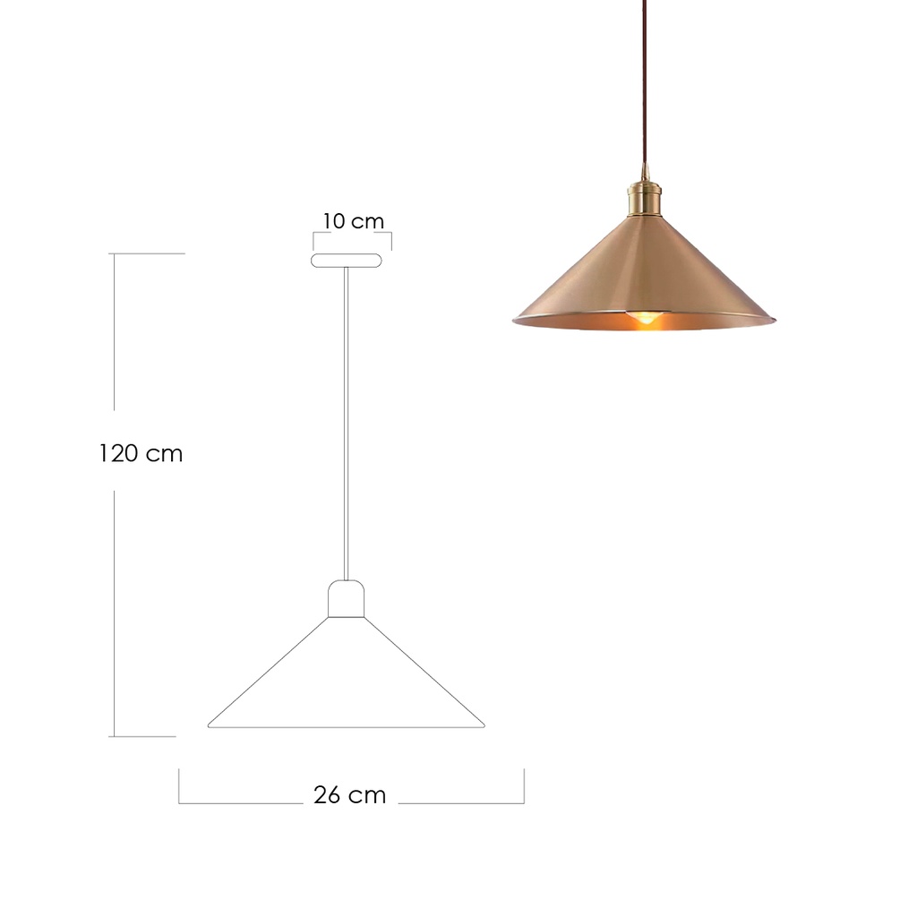 Paquete de 3 lámparas colgantes de techo estilo industrial con acabado en latón y diámetro de 26 cm