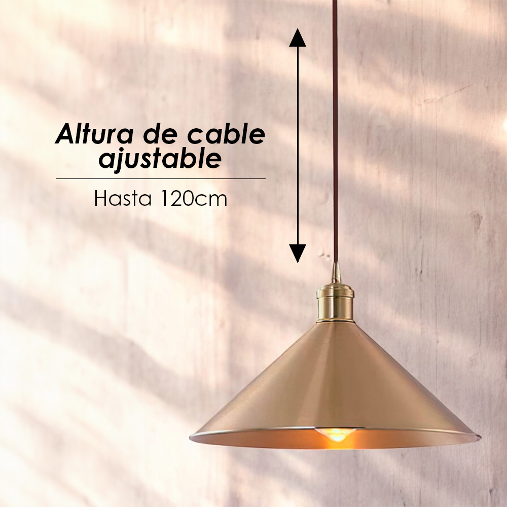 Paquete de 3 lámparas colgantes de techo estilo industrial con acabado en latón y diámetro de 26 cm