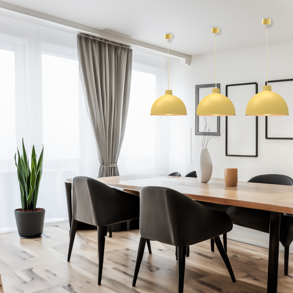 Paquete de 3 lámparas de techo colgantes decorativas estilo nórdico retro de 36 cm para habitaciones y salas de estar color amarillo