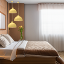 Paquete de 3 lámparas de techo colgantes decorativas estilo nórdico retro de 36 cm para habitaciones y salas de estar color amarillo