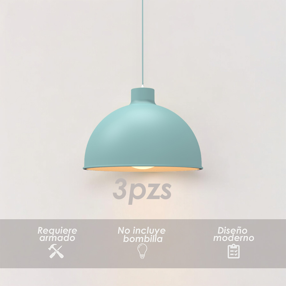 Paquete de 3 lámparas de techo colgantes decorativas estilo nórdico retro de 36 cm para habitaciones y salas de estar color azul